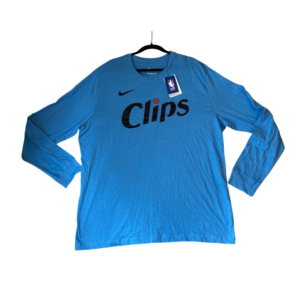 Nike NBA LA Clippers Shirt Mens Blue Long Sleeve Clips Graphic Tee SIZE XXL
